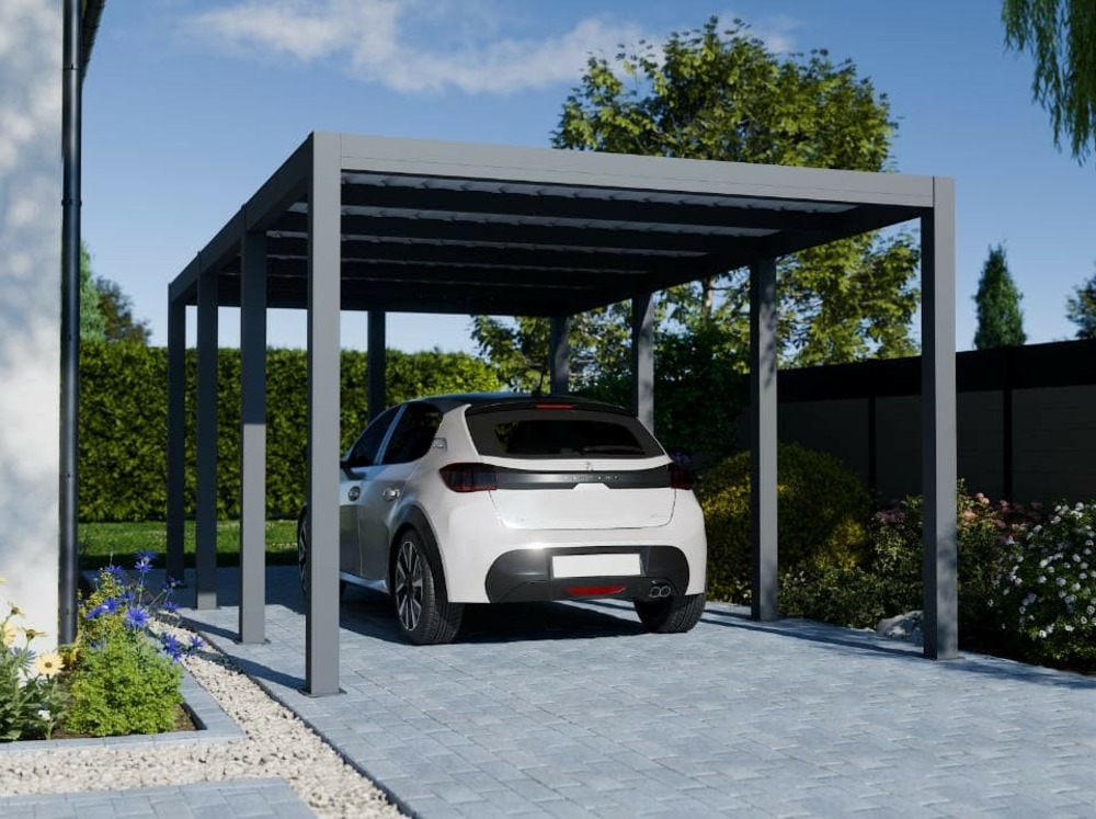 Carport aluminium carlton 324 x 550 cm - 1 voiture - 17,69m2 - gris anthracite