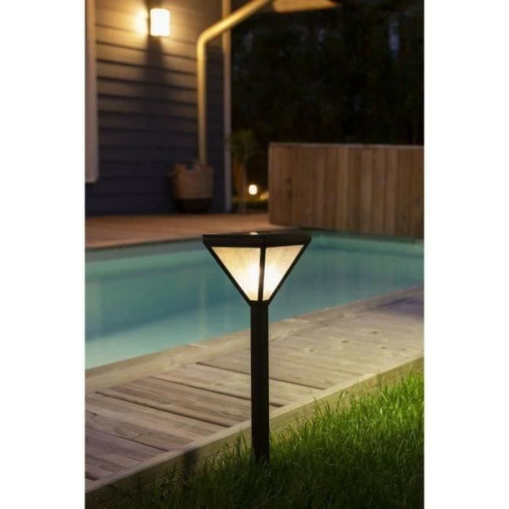 Lanterne solaire inox verre perlé 25 lumens blanc chaud -