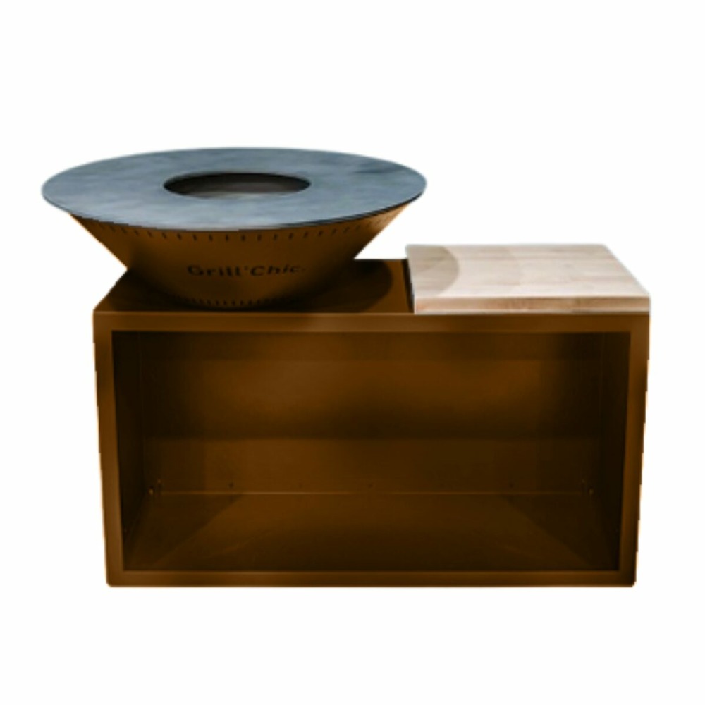 Traditionnel double cuve acier - brasero 103 cm imitation corten - grand modèle avec finition rustique pour des moments chaleureux