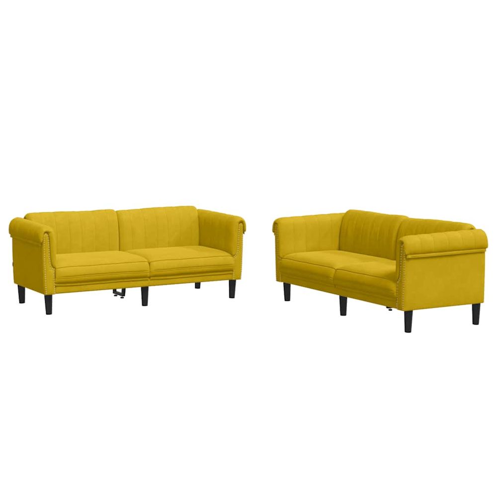 Ensemble de canapés 2 pcs jaune velours