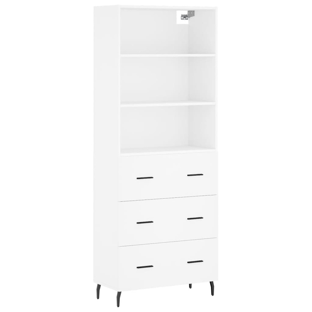 Buffet bahut commode armoire meuble de rangement organisateur cuisine salle de séjour salon haut 69,5 x 34 x 180 cm bois d'in