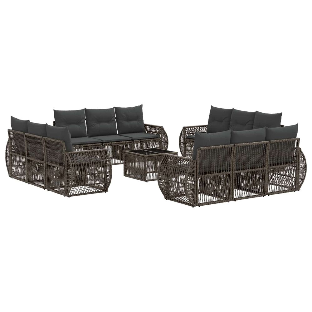 Ensemble de canapé de jardin 13 pc gris et gris foncé polyrotin