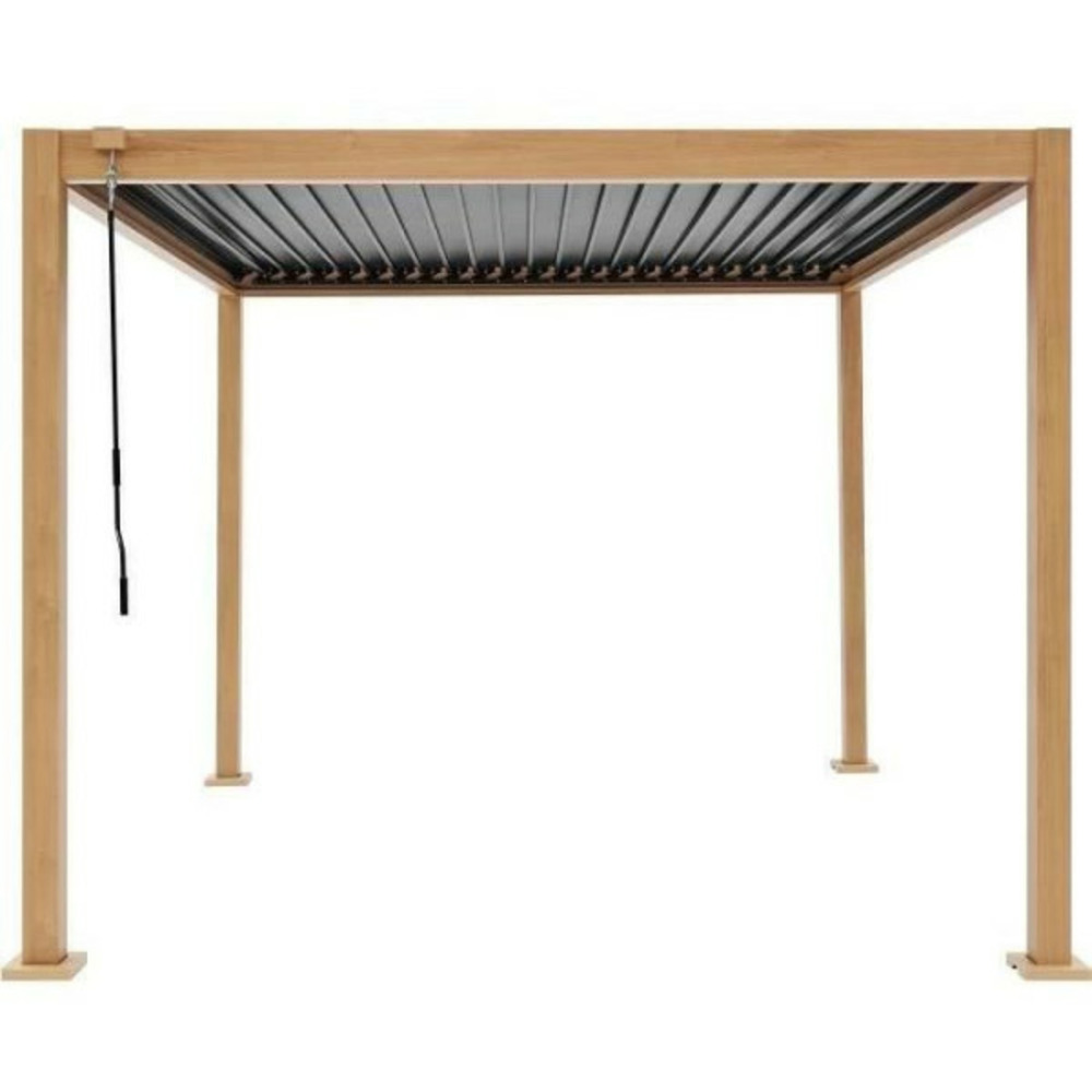 Pergola bioclimatique - structure en aluminium et en acier - l300 x p300 x h240 cm - aspect bois