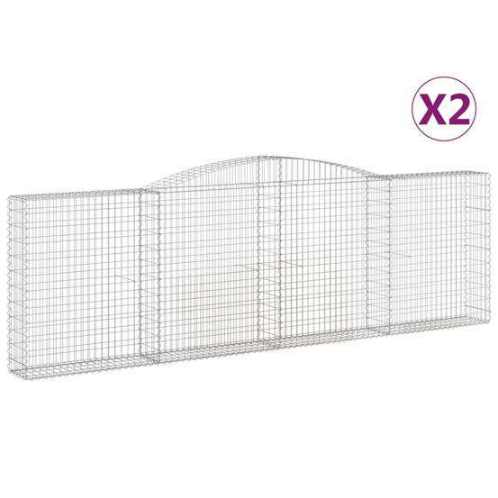 Paniers à gabions arqués 2 pcs 400x30x120/140 cm fer galvanisé