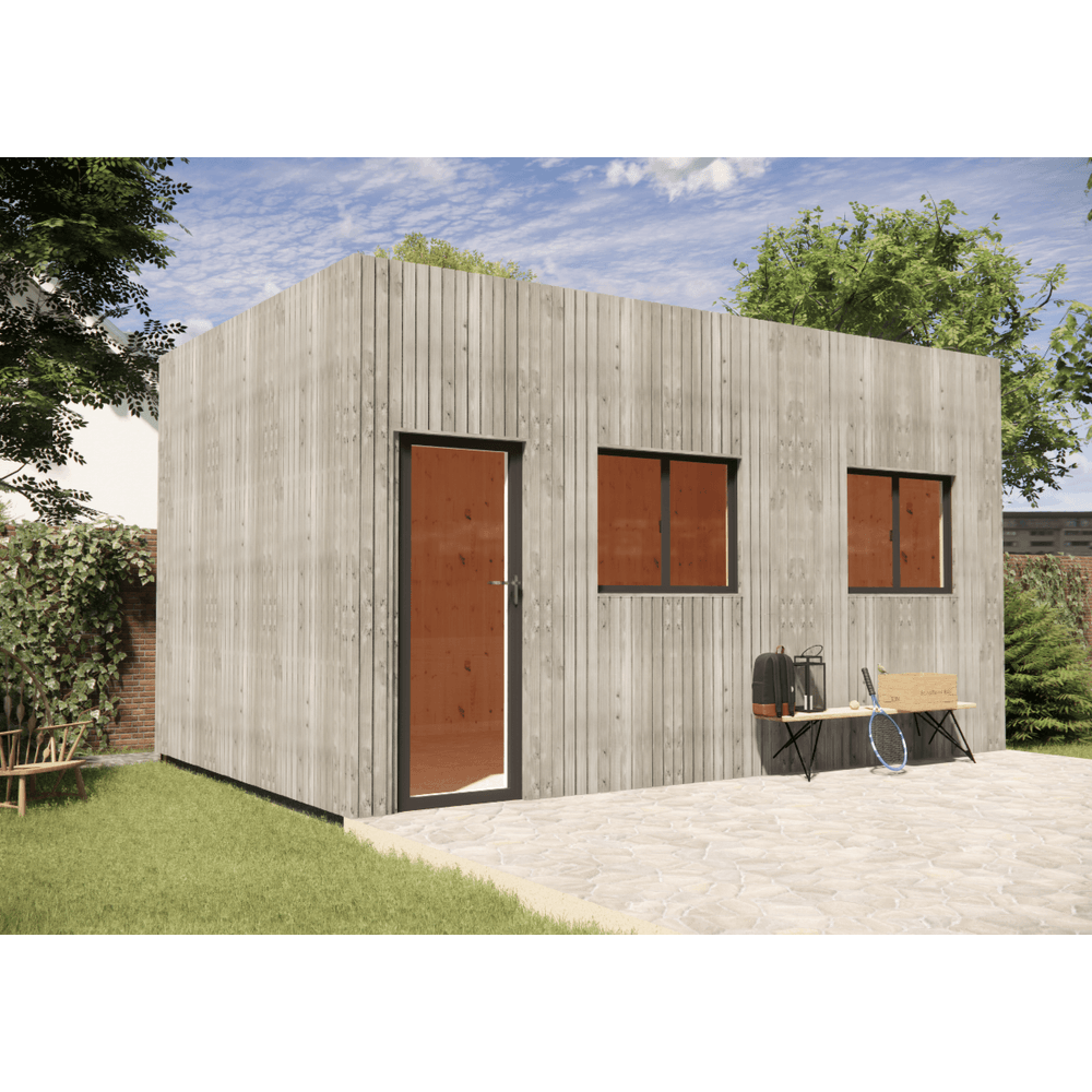 Studio de jardin bien isolé en bois 5,5 x 3,5 x 3,2 m / isolation re2020 avec plancher isolé