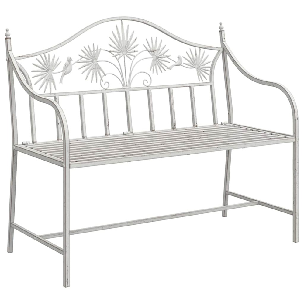 Banc de jardin blanc antique 104 x 52,5 x 89 cm acier