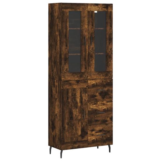 Buffet bahut commode armoire meuble de rangement organisateur cuisine salle de séjour salon haut 69,5 x 34 x 180 cm bois d'in