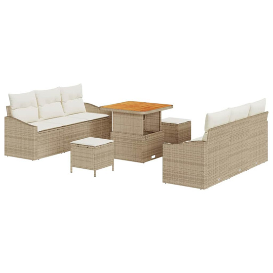 Ensemble de canapé de jardin avec coussin 9 pcs beige et crème