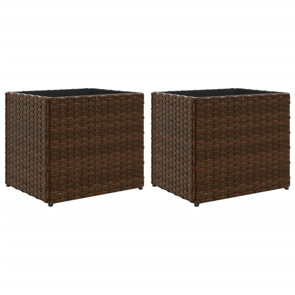 Jardinières 2 pcs marron 36x30x32 cm résine tressée