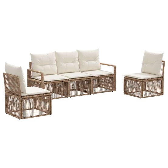 Ensemble de canapé de jardin 5 pc beige polyrotin