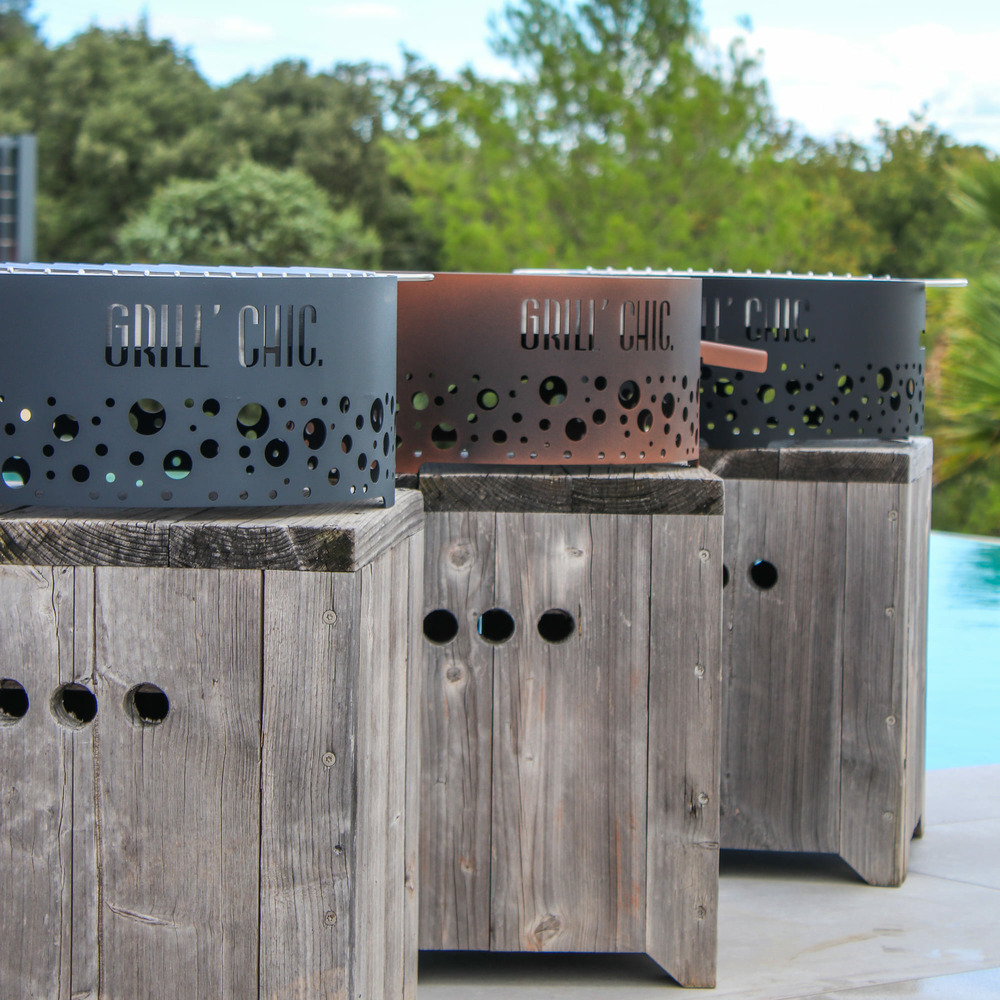 P'tit grill double cuve acier - brasero noir - élégant et simple, idéal pour vos petites soirées en plein air