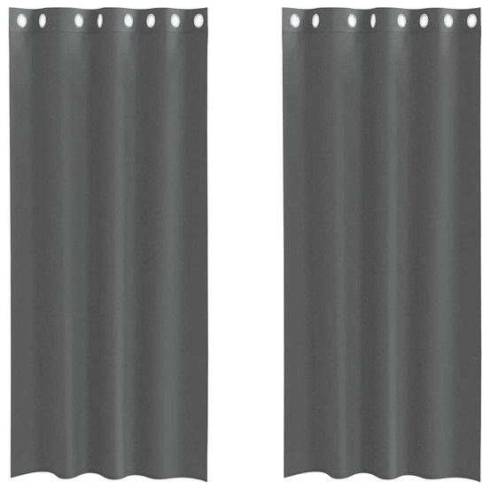 Rideaux en voile avec œillets 2 pcs gris foncé 140x245 cm