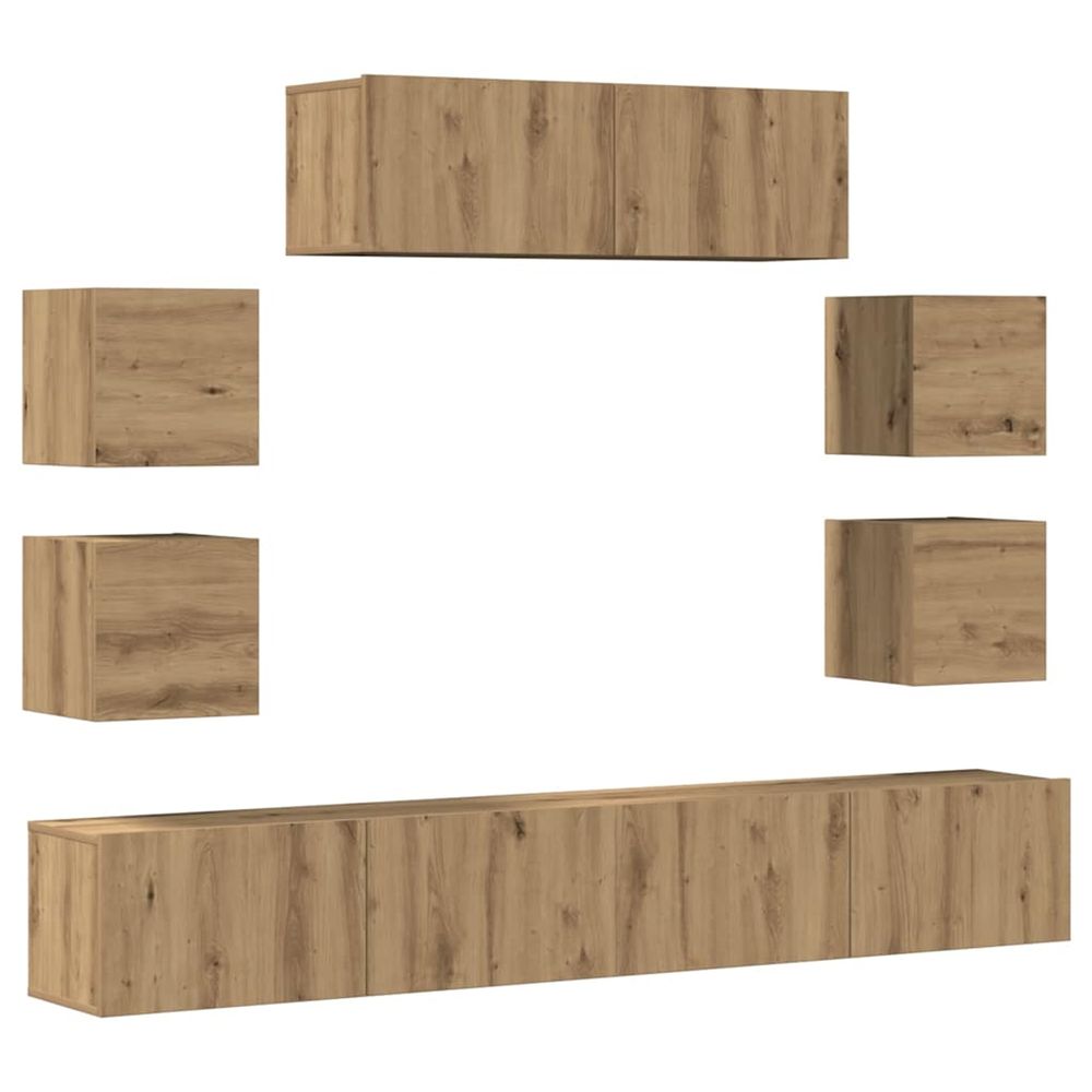 Ensemble de meuble tv mural 7 pcs chêne artisanal