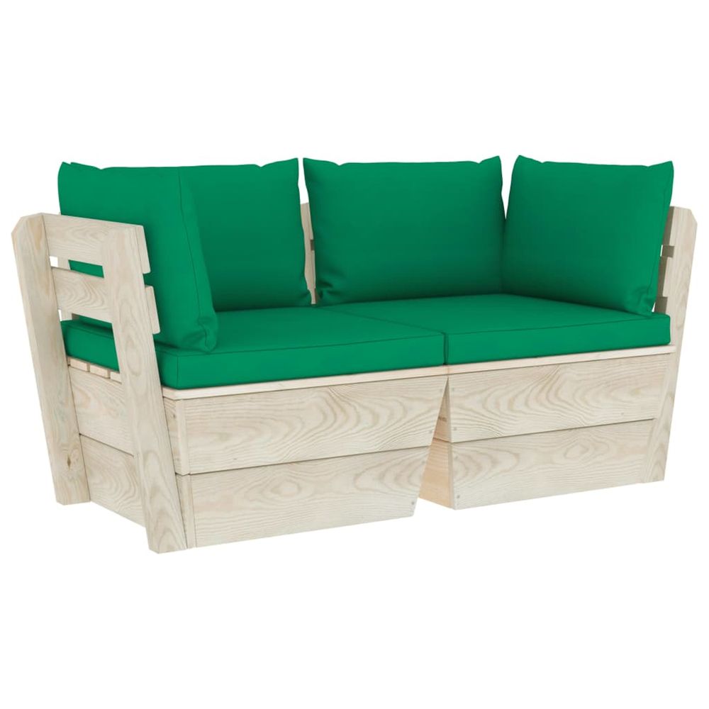 Canapé palette à 2 places de jardin avec coussins bois d'épicéa