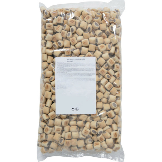 Friandise mini biscuits fourrés au bœuf, sac de 2 kg pour chien