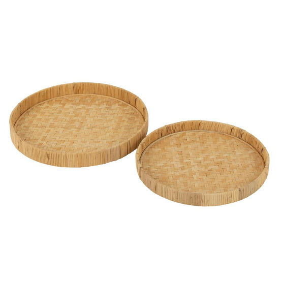 Lot de 2 plateaux en bambou