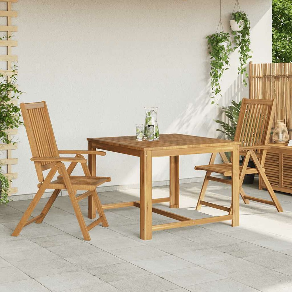Chaises pliables de jardin lot de 2 bois solide d'acacia marron