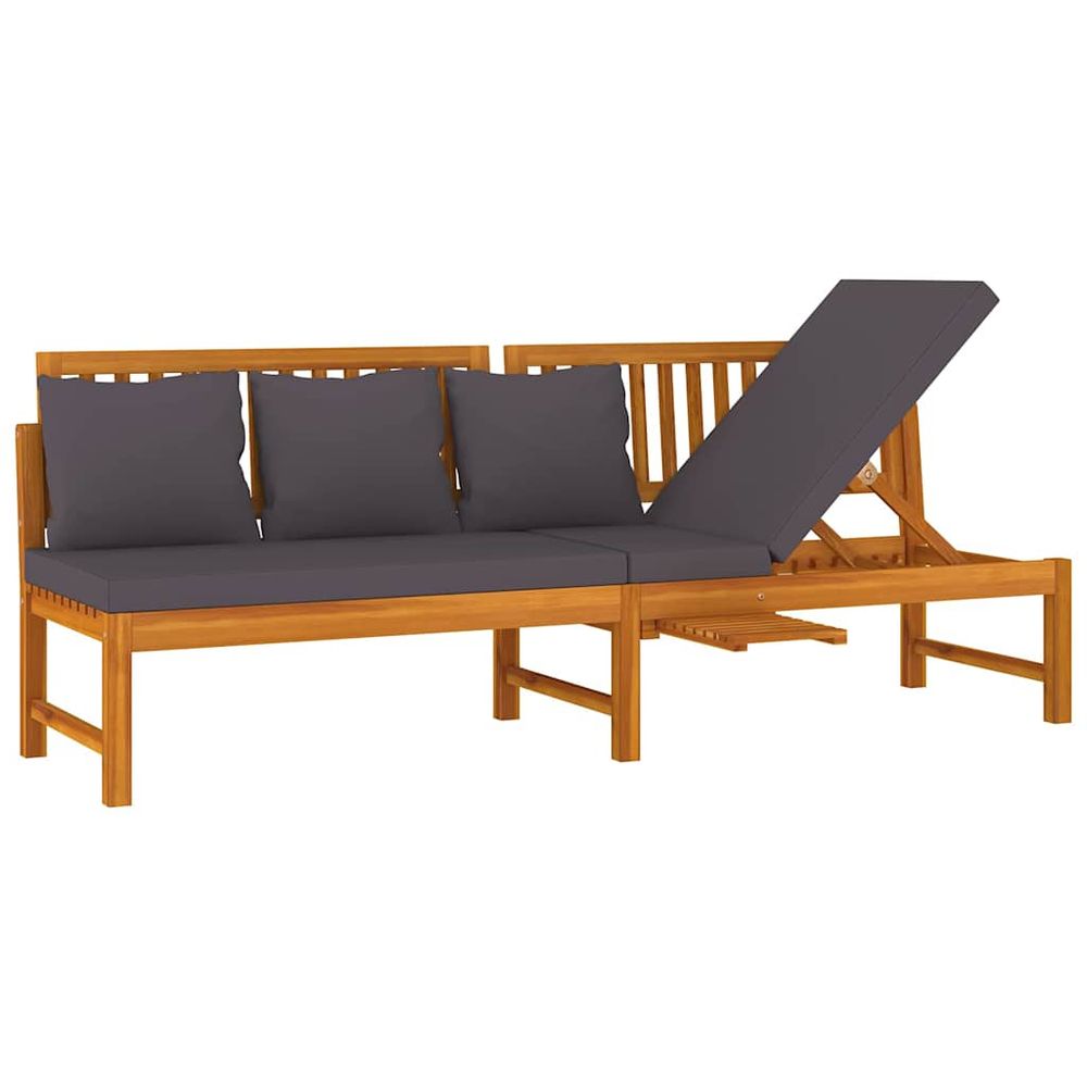 Lit de jour avec coussin gris 200x60x75 cm bois d'acacia solide
