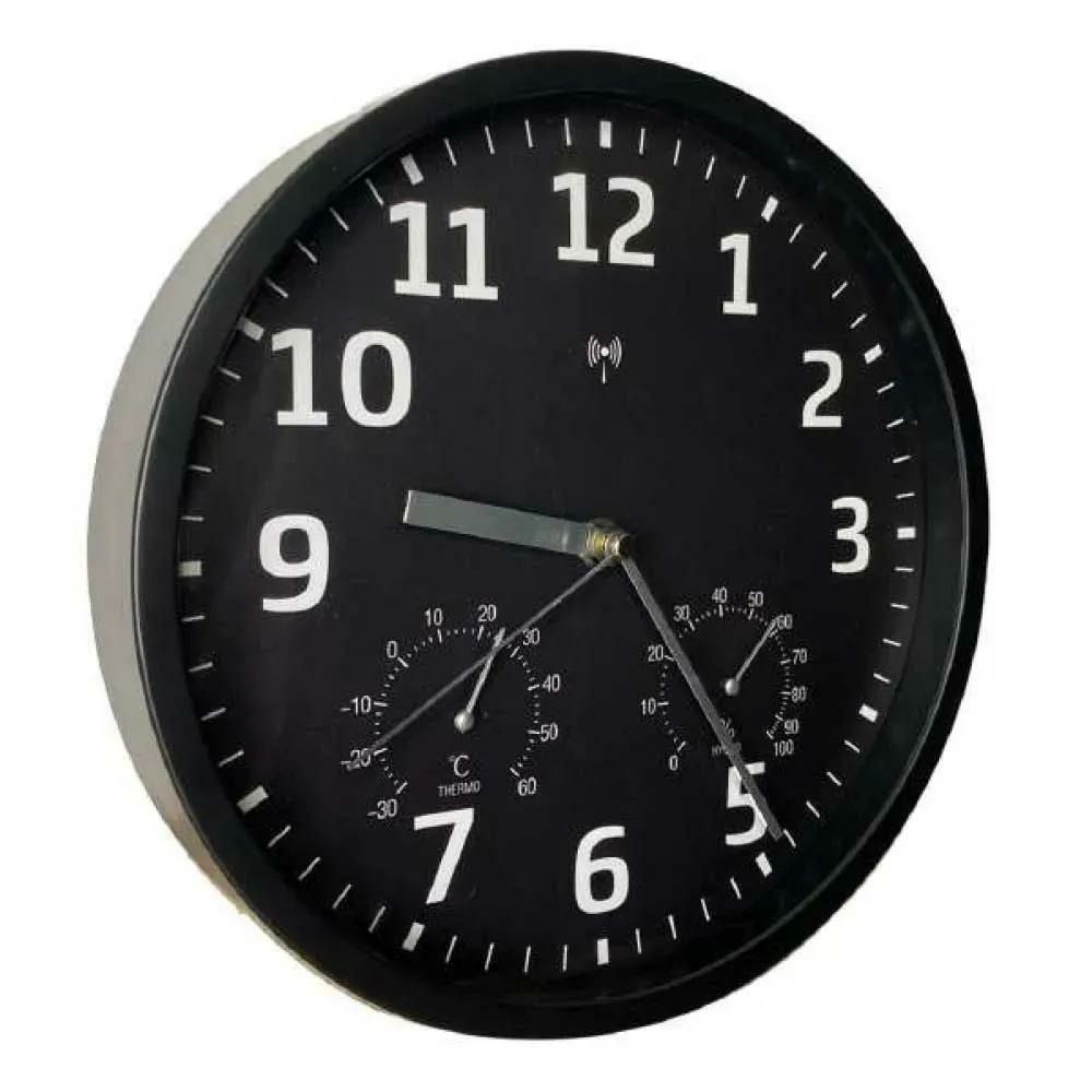 Horloge radiopilotée confort plastique verre noir et blanc ø 25cm