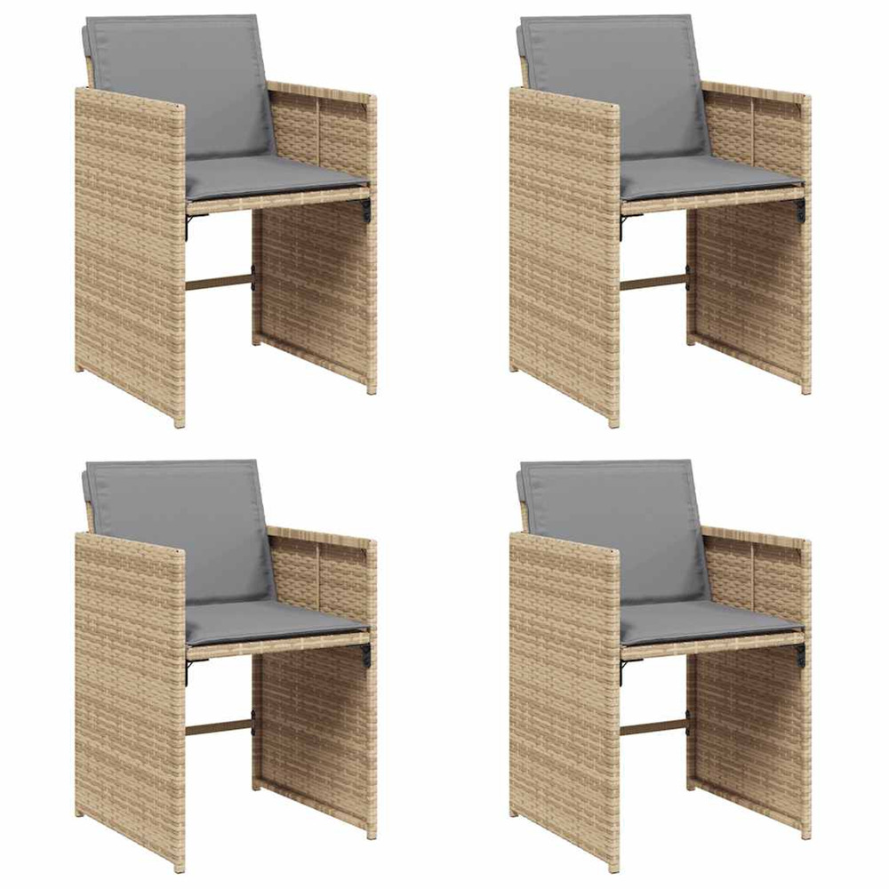 Chaises de jardin avec coussins lot de 4 mélange beige