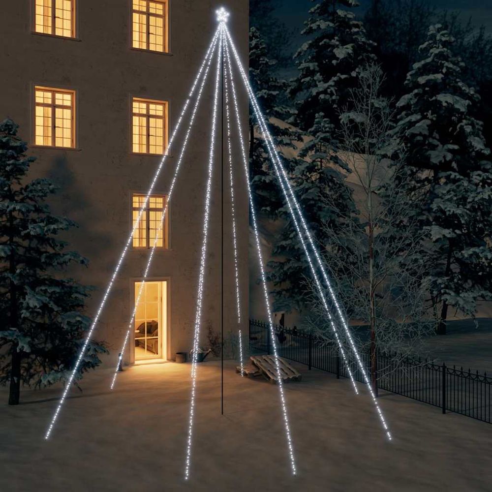 Sapin de noël cascade lumineuse 1300 led extérieur intérieur blanc froid 8m