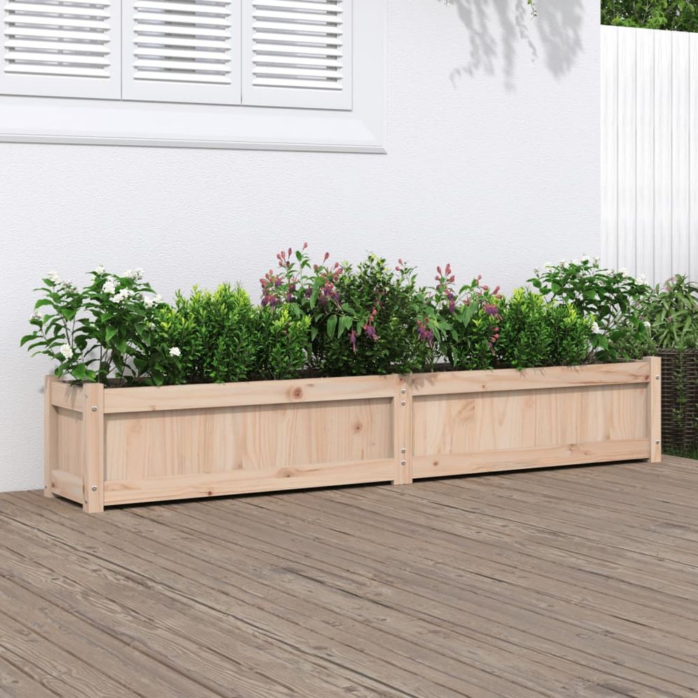 Jardinière rectangulaire en pin massif pour jardin balcon 180cm