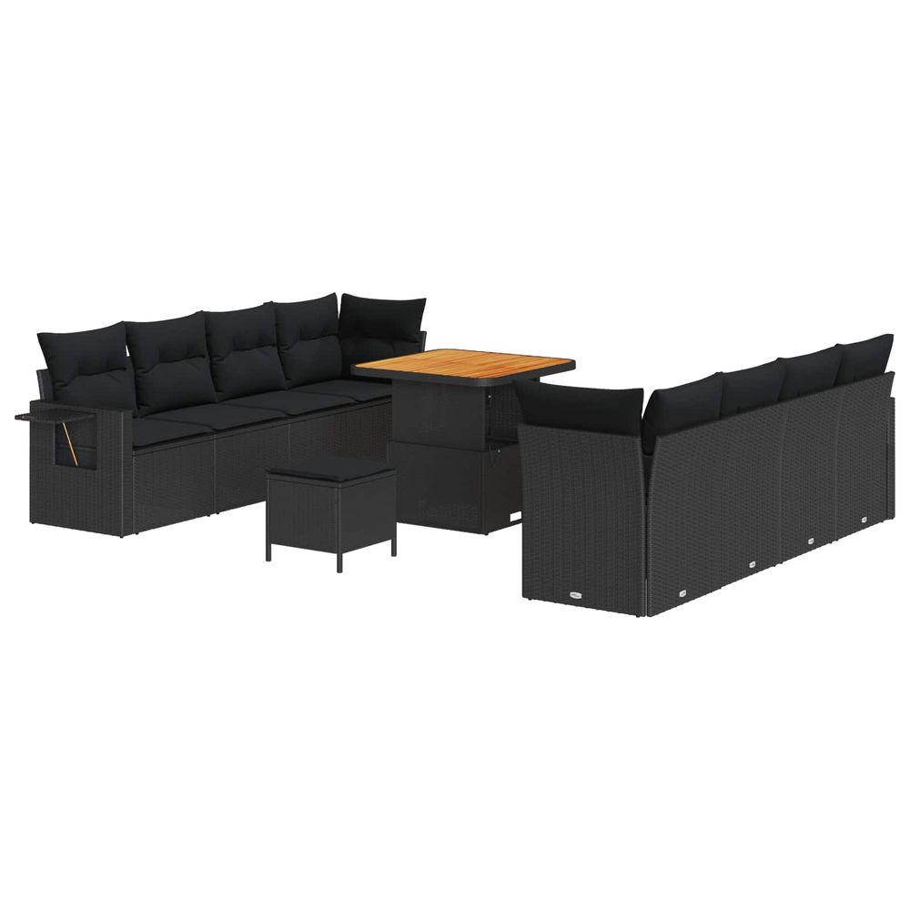 Ensemble de canapé de jardin noir polyrotin