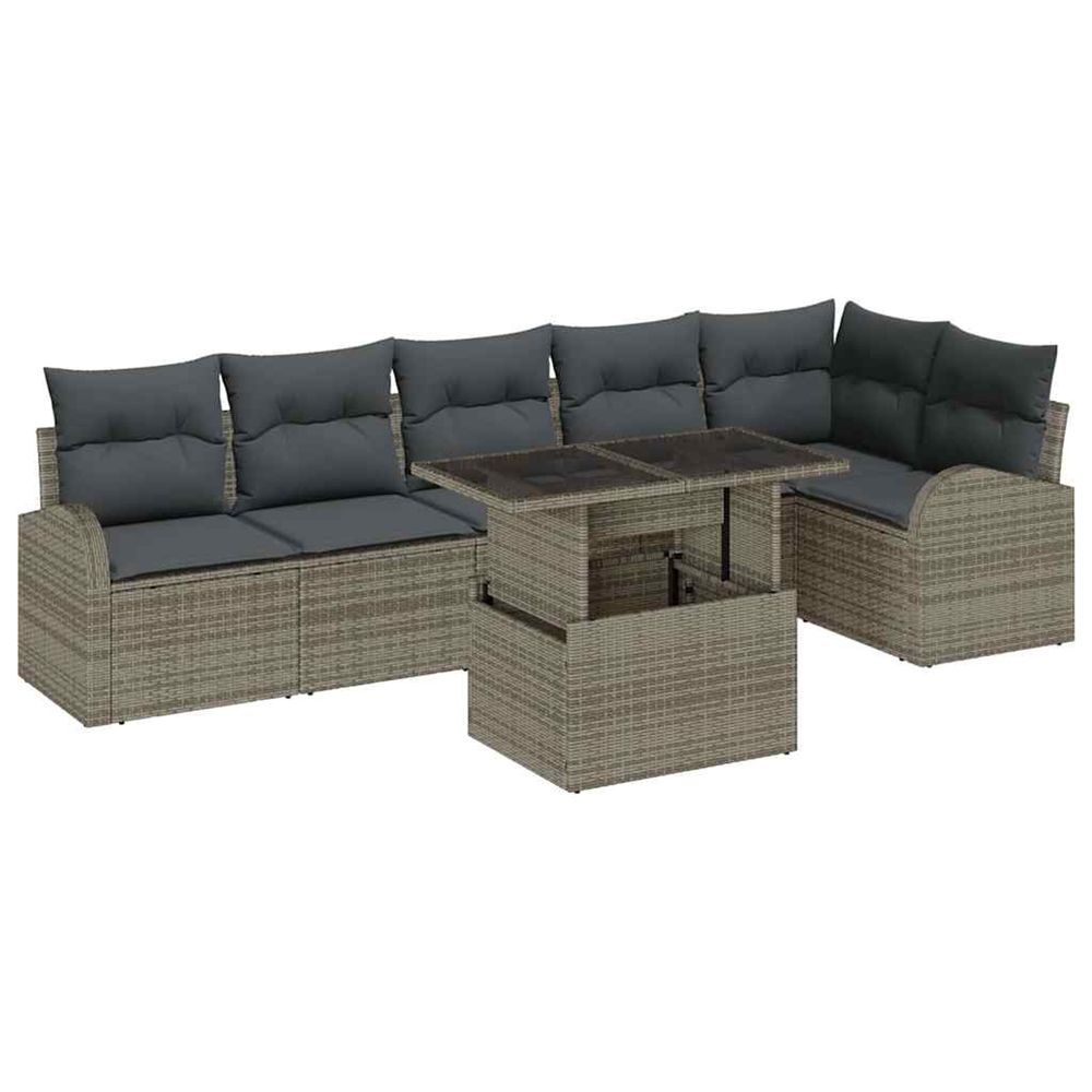 Ensemble de canapé de jardin 7 pc 6-nombre de places gris