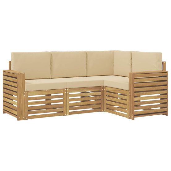Ensemble de canapés d'extérieur 4 pc blanc et beige polyester