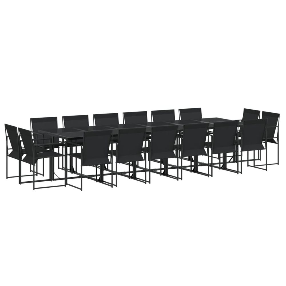 Ensemble à manger de jardin 17 pcs noir textilène