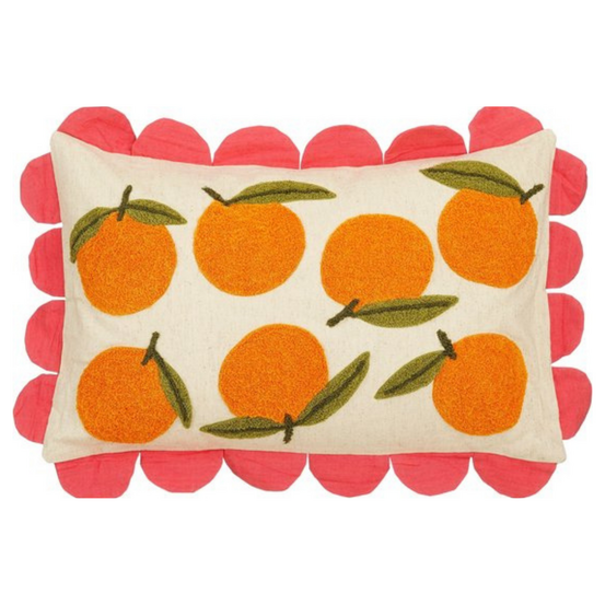 Mica decorations oranges coussin décoratif - l65 x l45 x h10 cm - coton - blanc cassé, orange, rose