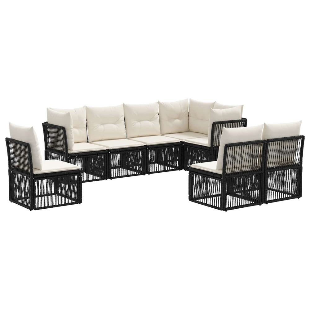 Ensemble de canapé de jardin 8 pcs noir polyrotin