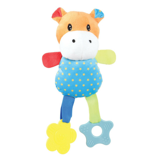 Peluche rio hippopotame bleu anneau à mordiller 26 cm jeux pour chiots