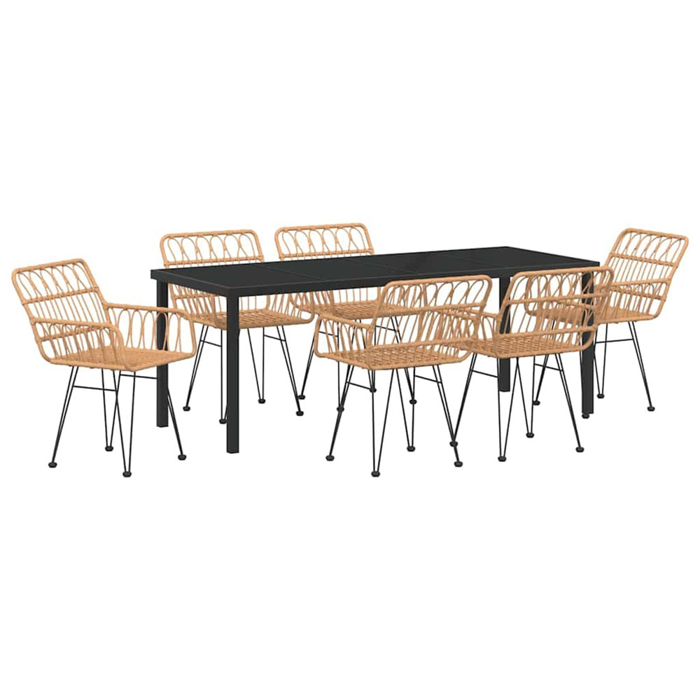 Ensemble de salle à manger pour jardin 7 pcs marron