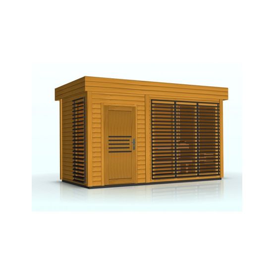 Cabine de sauna extérieur azalea 8 places 438x203,8 x h.259 cm-naturel-naturel-203.8 --