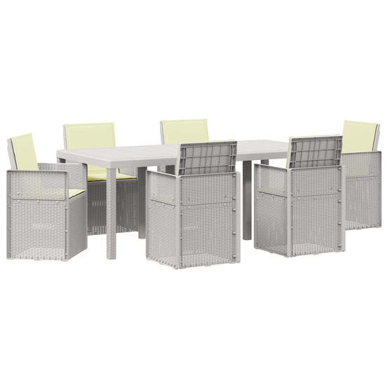 Ensemble de salle à manger pour jardin 7 pcs blanc et crème pp