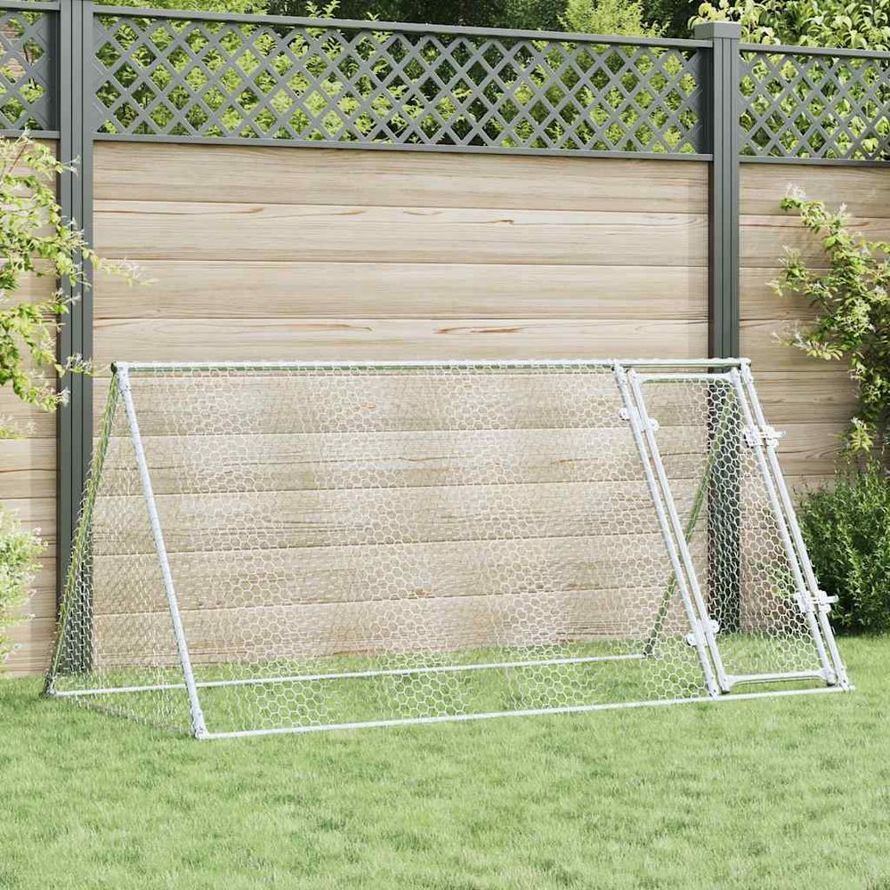 Enclos grillagé extérieur en acier galvanisé pour poules 200x105x91 cm