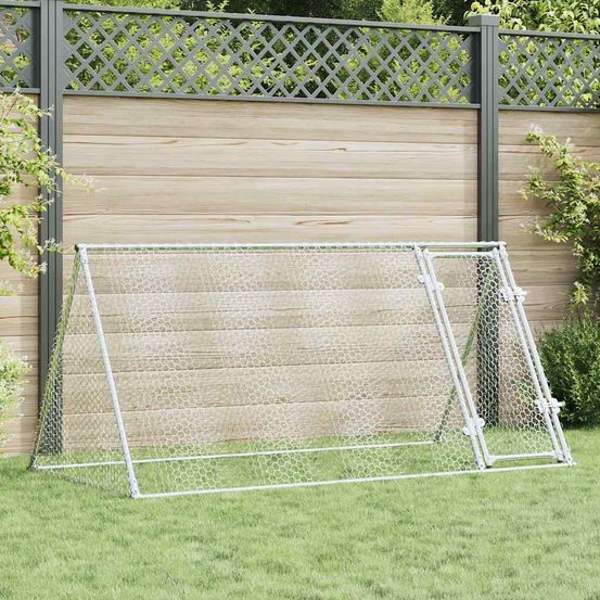 Enclos grillagé extérieur en acier galvanisé pour poules 200x105x91 cm
