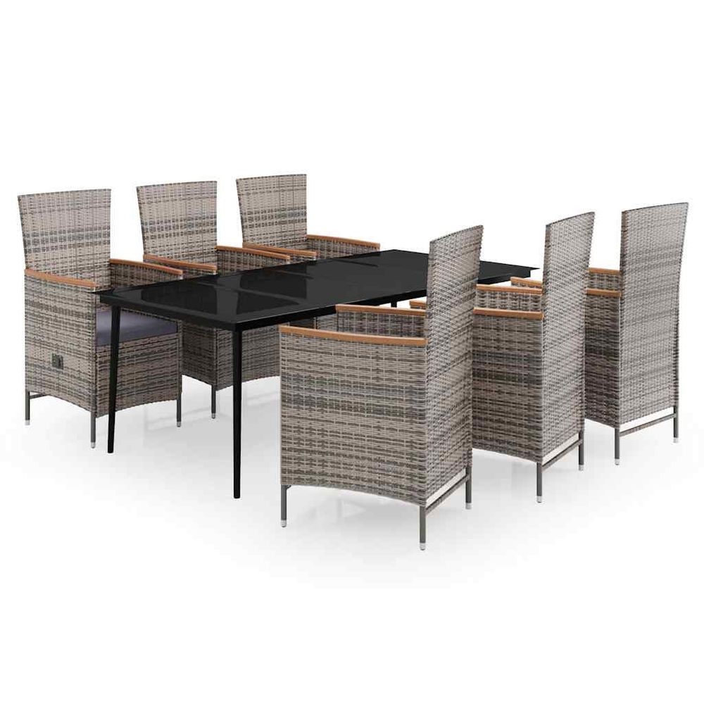 Ensemble à manger de jardin avec coussins 7 pcs gris
