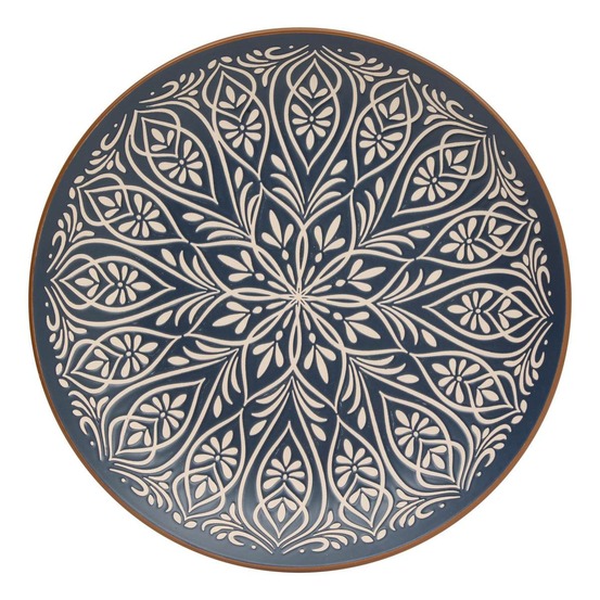 Lot de 6 assiettes plates ines d27cm bleu