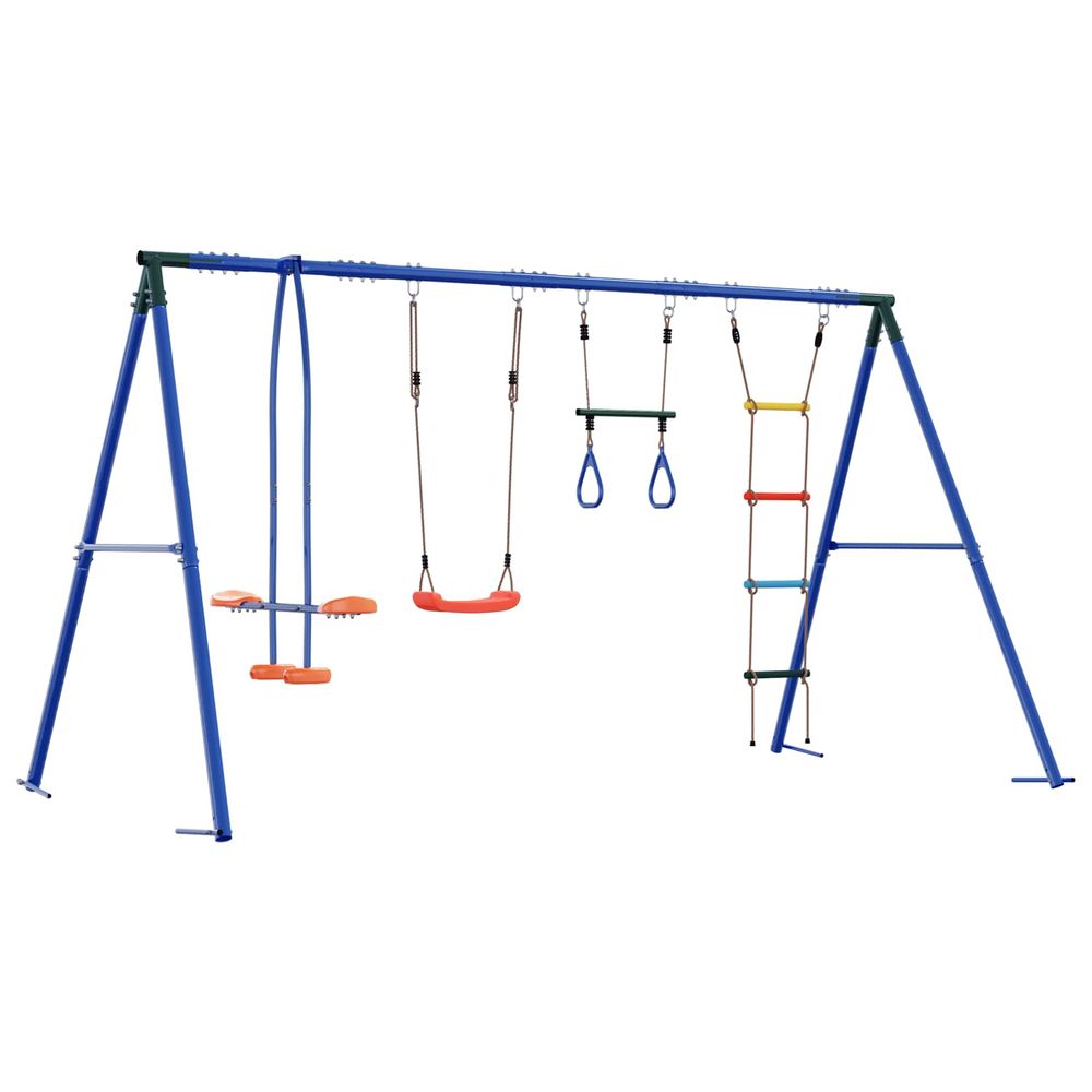 Ensemble de balançoires d'extérieur multicolore acier et pe