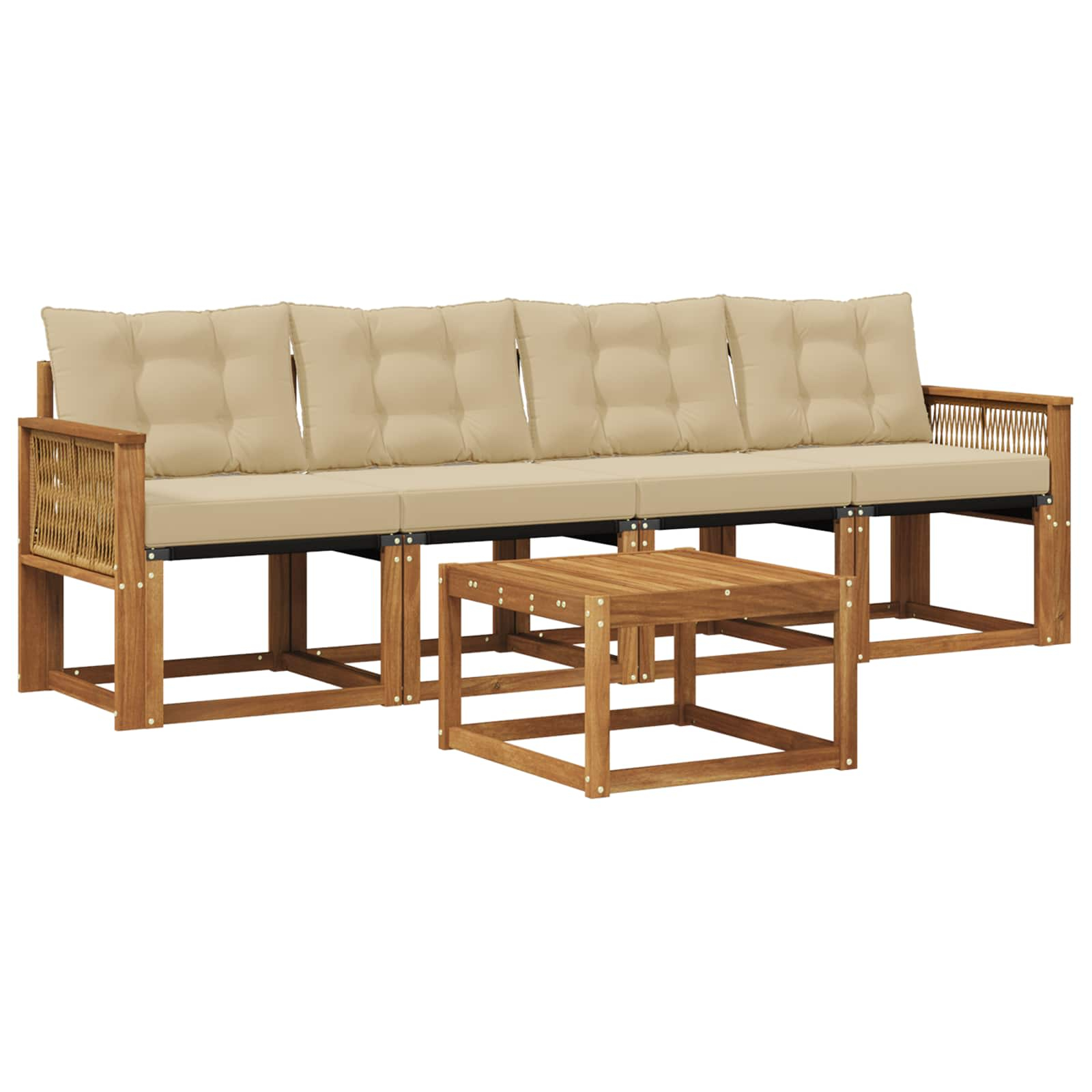 Ensemble de canapés d'extérieur 5 pcs naturel et beige