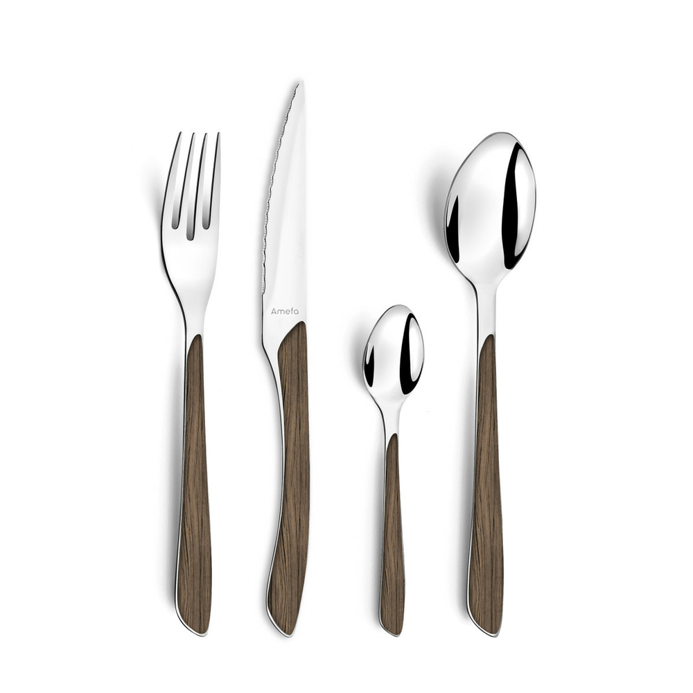 Eclat nature - ménagère 24 pièces bois foncé