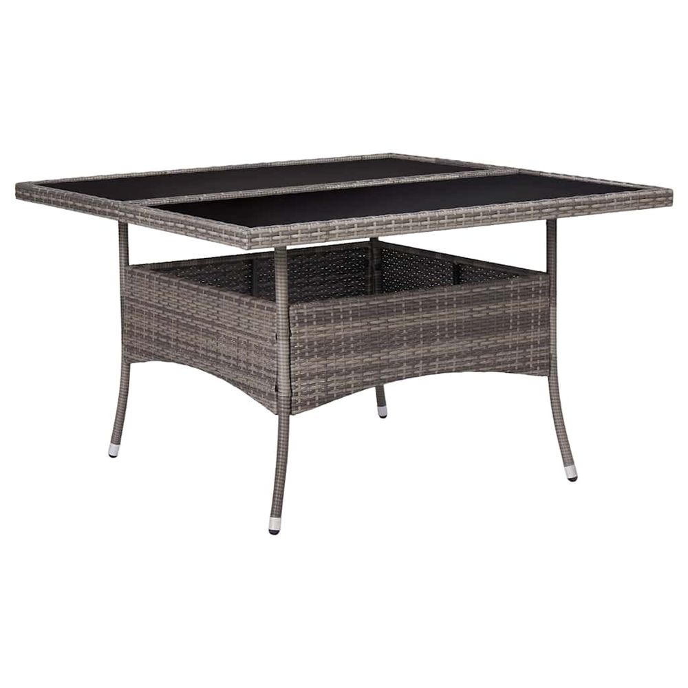 Table à manger d'extérieur gris résine tressée et verre