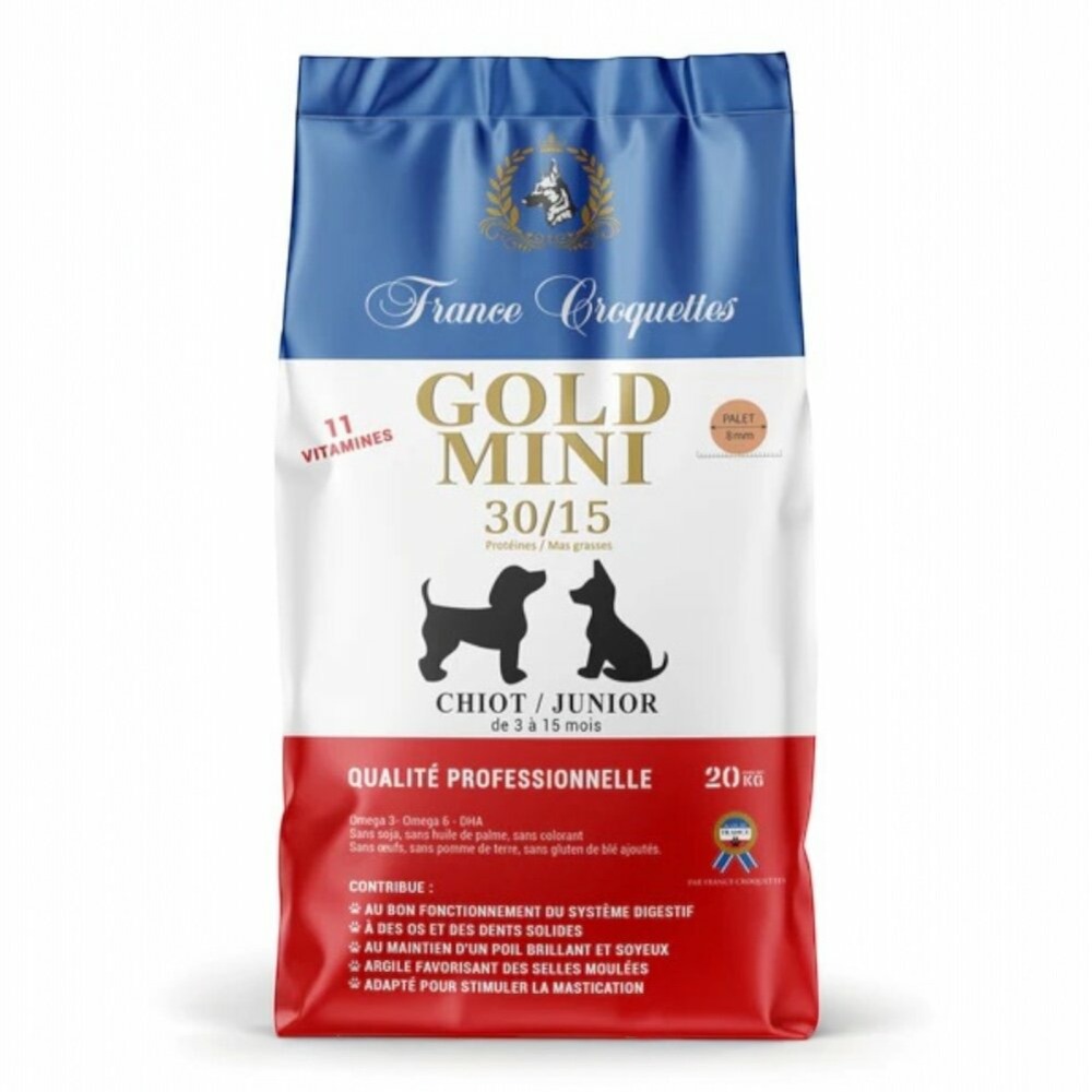 France croquette pour chiot gold mini chiot junior 30/15 – 20kg – petites à moyennes races - chiot 3 à 15 mois – haute finition
