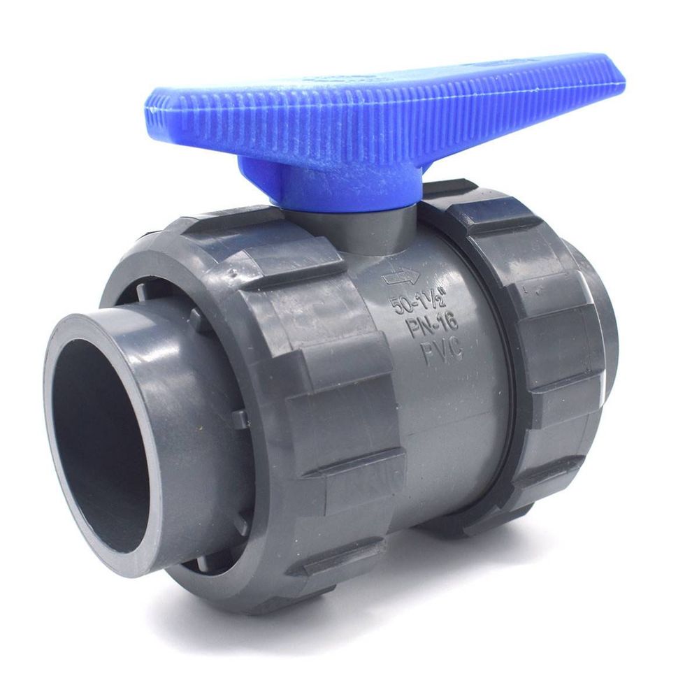 Vanne pvc à sphère double union raccordement femelle à coller abrisa - 20mm