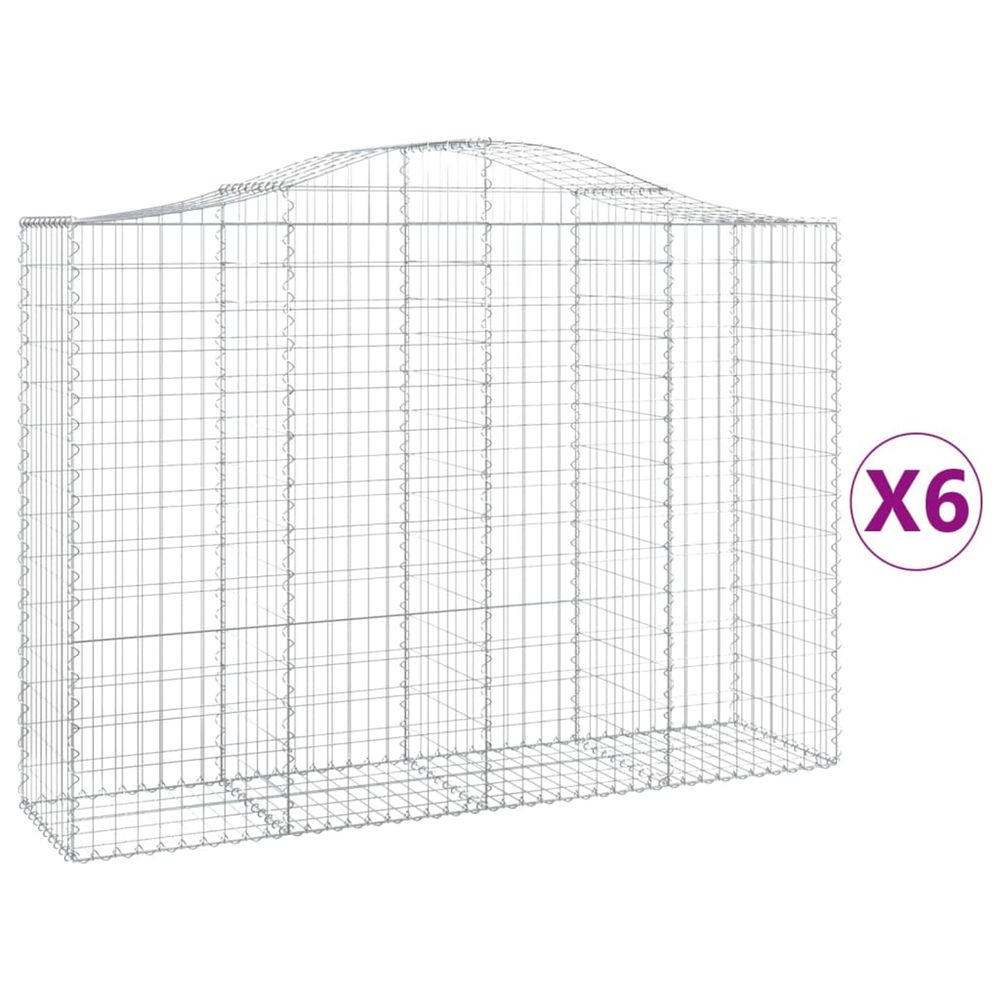 Paniers à gabions arqués 6 pcs 200x50x140/160 cm fer galvanisé