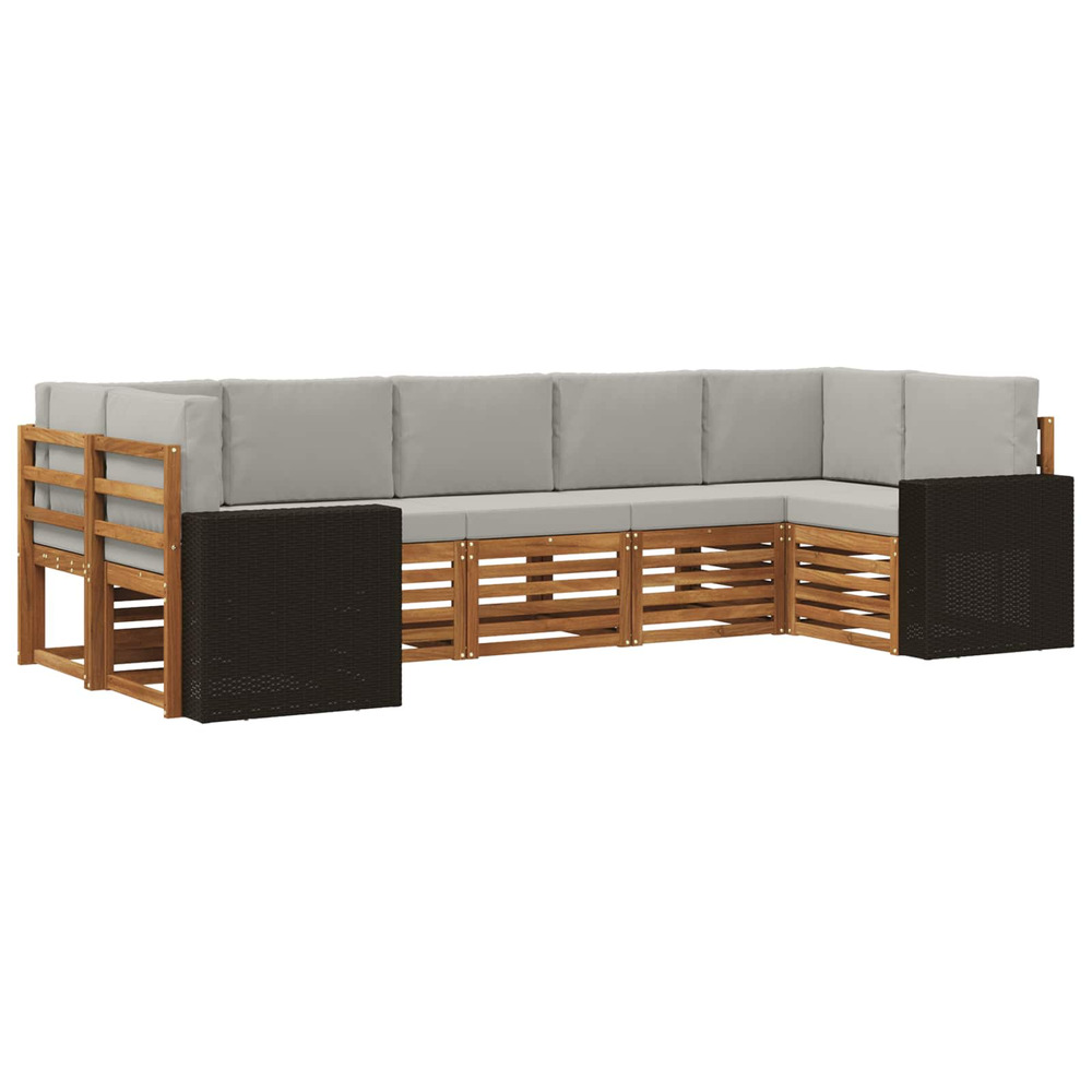 Ensemble de canapé d'angle 7 pcs naturel et gris clair