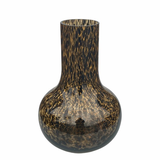 Vase en verre noir et rayures doré - h37cm, ø25cm