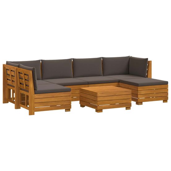 7 pc ensemble de canapés d'extérieur bois d'acacia massif